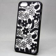 MINIOPAL SELLCTION 22967 [iPhone5/5s用 彫刻調 花模様ケース プラスチック 黒]