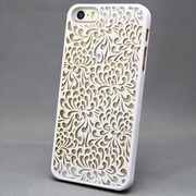 MINIOPAL SELLCTION 22981 [iPhone5/5s用 彫刻/和調彫り風 花模様ケース プラスチック ホワイト]