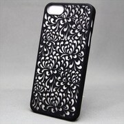 MINIOPAL SELLCTION 23018 [iPhone5/5s用 彫刻/和調彫り風 花模様ケース プラスチック ブラック]