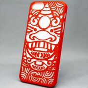 MINIOPAL SELLCTION 23292 [iPhone5/5s用 彫刻風 獅子 キャラクターケース プラスチック レッド]