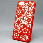 MINIOPAL SELLCTION 23247 [iPhone5/5s用 彫刻/和調彫り風 ダイナミック花模様ケース プラスチック レッド]