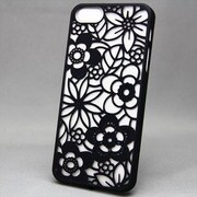 MINIOPAL SELLCTION 23261 [iPhone5/5s用 彫刻/和調彫り風 ダイナミック花模様ケース プラスチック ブラック]