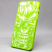 MINIOPAL SELLCTION 23179 [iPhone5/5s用 浮き彫り風 スカルケース プラスチック グリーン]