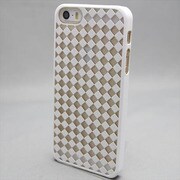 MINIOPAL SELLCTION 24688 [iPhone5/5s用 彫刻風 チェック柄ケース プラスチック ホワイト]