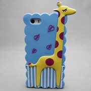 MINIOPAL SELLCTION 24657 [iPhone5/5s用 アニマル キリンケース シリコン ブルー＆イエロー]