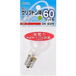 白熱電球 ミニクリプトンランプ E17口金 100～110V 60W形（54W） 35mm径 ホワイト LB-PS3760K-W