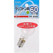 白熱電球 ミニクリプトンランプ E17口金 100~110V 60W形(54W) 35mm径 ホワイト LB-PS3760K-W