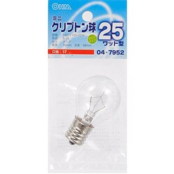 白熱電球 ミニクリプトンランプ E17口金 25W クリア LB-S3725K-C