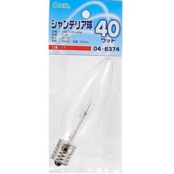 白熱電球 シャンデリア球 E17口金 40W形 32mm径 クリア LB-C2740-C
