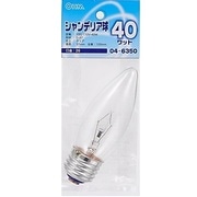 白熱電球 シャンデリア球 E26口金 40W形 37mm径 クリア LB-C7640-C