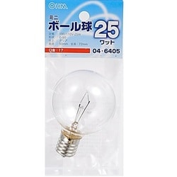 白熱電球 ミニボール球 E17口金 25W形 50mm径 クリア LB-G5725-C
