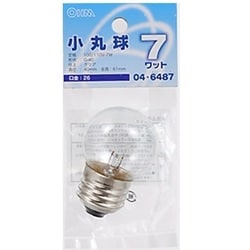 白熱電球 ミニボールランプ E26口金 100～110V 7W形 40mm径 クリア LB-G4607-C