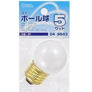 白熱電球 ミニボールランプ E26口金 100~110V 5W形 40mm径 ホワイト LB-G4605-W