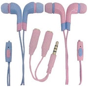 PAIR EARPHONE ペアイヤホン 通話対応カナル型イヤホン ペア用セット ライトブルー×ライトピンク PE-002