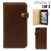 iP5S/5 LIMS プレミアムレザーケース BR [iPhone 5/5s用 LIM'S design プレミアムレザーダイアリー ブラウン]