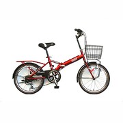 折りたたみ自転車 20型 外装6段変速 カゴ付 レッド FD206DX-II 3120