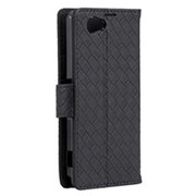 BSMPSO02FLABK [Xperia Z1f専用 レザーケース 液晶保護フィルム付 編込み調ブラック]