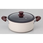 ククナキッチン セラミックコーティング アルミ両手鍋 24ｃｍ ガラス蓋付 KKN-AL24R