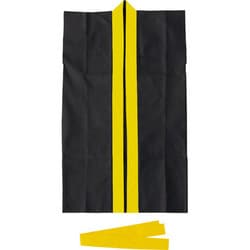 ロングハッピ不織布 S（ハチマキ付） 黒（黄襟） 002381