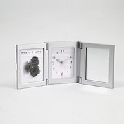 アラーム付メモリアルクロック フォト&ミラー シルバー 074051