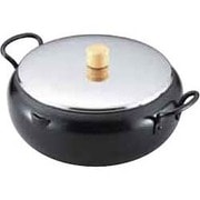 容量3.7L（適正油量 約1.6L） IH対応 両手天ぷら鍋 蓋付き イエローライン 26cm