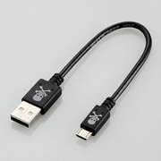スマートフォン用 microUSBケーブル 2A出力 0.2m カラフル ブラック MPA-AMBCL2A02BK