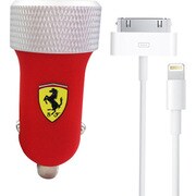FERRARI DC2.1A充電USBアダプターwith iphone5&4sケーブル レッド FERUCC2UAP RE