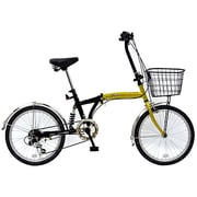 折りたたみ自転車 ノーパンクタイヤ 20型 外装6段変速 リアサスペンション付 イエロー/ブラック FDN-CC206RS