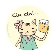 Doodleステッカーにゃこみ乾杯･大 STL032
