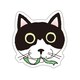 Doodleステッカー猫顔リボン･大 STL037