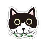 Doodleステッカー猫顔リボン･大 STL037