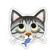 Doodleステッカー猫顔魚･大 STL038
