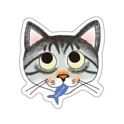 Doodleステッカー猫顔魚･大 STL038