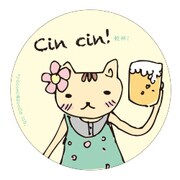 Doodleステッカーにゃこみ乾杯･小 STS038
