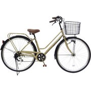 ノーパンクタイヤ ファミリーサイクル 軽快車 6段変速 オートライト FN-CC276W-HD シャンパンゴールド