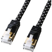 LANケーブル 0.5m CAT7 ブラック/ホワイト 爪折れ防止 メッシュケーブル 二重シールド 金メッキシールドプラグ より線 ScTP ストレート結線 RJ45 KB-T7ME-005BKW