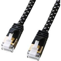 LANケーブル 3m CAT7 ブラック/ホワイト 爪折れ防止 メッシュケーブル 二重シールド 金メッキシールドプラグ より線 ScTP ストレート結線 RJ45 KB-T7ME-03BKW
