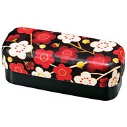 布貼スリムコンパクト弁当 モダン梅 黒 50848