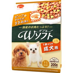 ビタワン君のＷソフト 成犬用 お肉を味わうビーフ味粒・やわらかささみ入り 200g [成犬用 1歳以上]