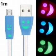 イルミネーションフラットケーブル microUSB 1m ブルー IKS-CABL12811