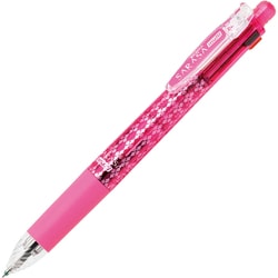 多機能ペン サラサマルチ ボール径：0.4mm ノック式 インク色：4色（黒・青・赤・緑） シャープペン芯径：0.5mm 本体色：ピンク 可動式バインダークリップ搭載 グラスカット加工 J4SAS11-P