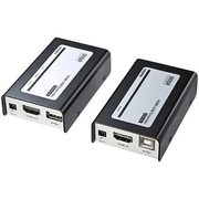 HDMI+USB エクステンダー LAN 変換 延長器 最大60m 高画質 フルHD対応 受信機・送信機セット LANケーブル 接続 マウス キーボード USB機器 VGA-EXHDU