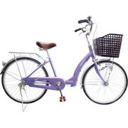 シティサイクル 軽快車 ノーパンクタイヤ 24型 変速なし ラベンダー FN-CC24ALHD