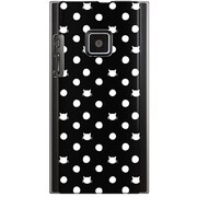 102P-YCM2P0052-78 [SoftBank 102P用 カバー ネコと水玉ブラック]