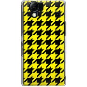 102SH-YCM2P0751-78 [SoftBank 102SH AQUOS PHONE用 カバー 千鳥格子デザインA-BIGYellow]