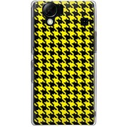 102SH-YCM2P0755-78 [SoftBank 102SH AQUOS PHONE用 カバー 千鳥格子デザインドットB-Yellow]