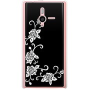 SoftBank 200SH PANTONE 6用 カバー ホワイトローズブラックパターン 200SH-YCM2P0416-78