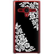 203SH-YCM2P0378-78 [SoftBank 203SH AQUOS PHONE Xx用 カバー モノクロームハイビスカス]