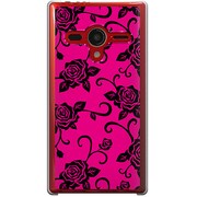 203SH-YCM2P0414-78 [SoftBank 203SH AQUOS PHONE Xx用 カバー ブラックローズピンクパターン]