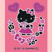 FHK-BK-02 [ハローキティ（HELLO KITTY） ハッピーフラワーステッカー ばら ブラック]